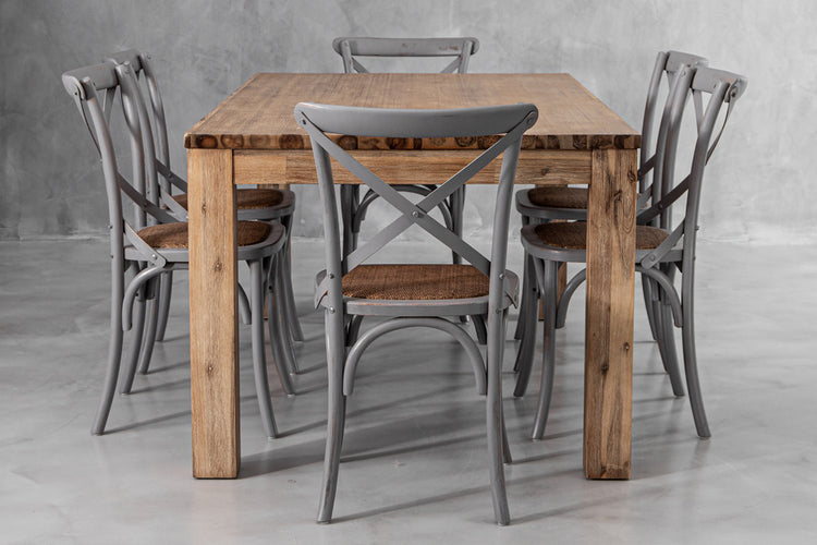 Lyra La Rochelle 6-Seater Dining Set - 1.8m - Rustic Grey