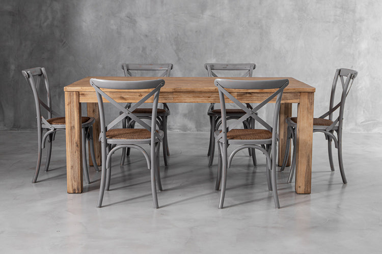 Lyra La Rochelle 6-Seater Dining Set - 1.8m - Rustic Grey