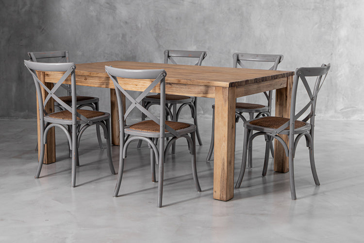 Lyra La Rochelle 6-Seater Dining Set - 1.8m - Rustic Grey